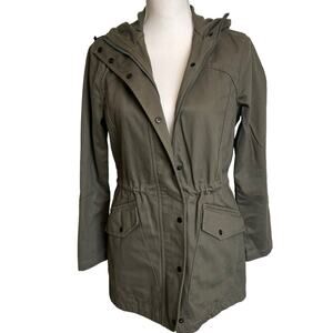 Betabrand Morning Mess Jacket Coat Hooded Army Green Cotton Twill Lined  Size XS